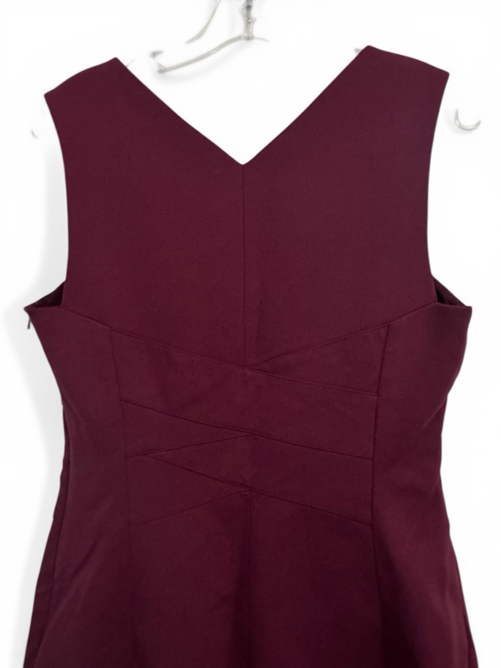 Karen Millen Dress Plum Sleeveless Midi Sheath Ponte Knit Tailored 10 - Picture 7 of 14